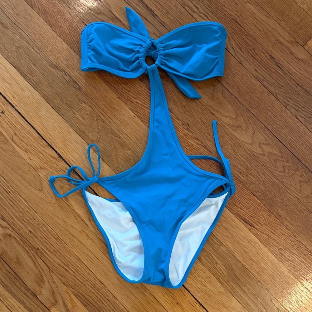Blue one piece swimsuit